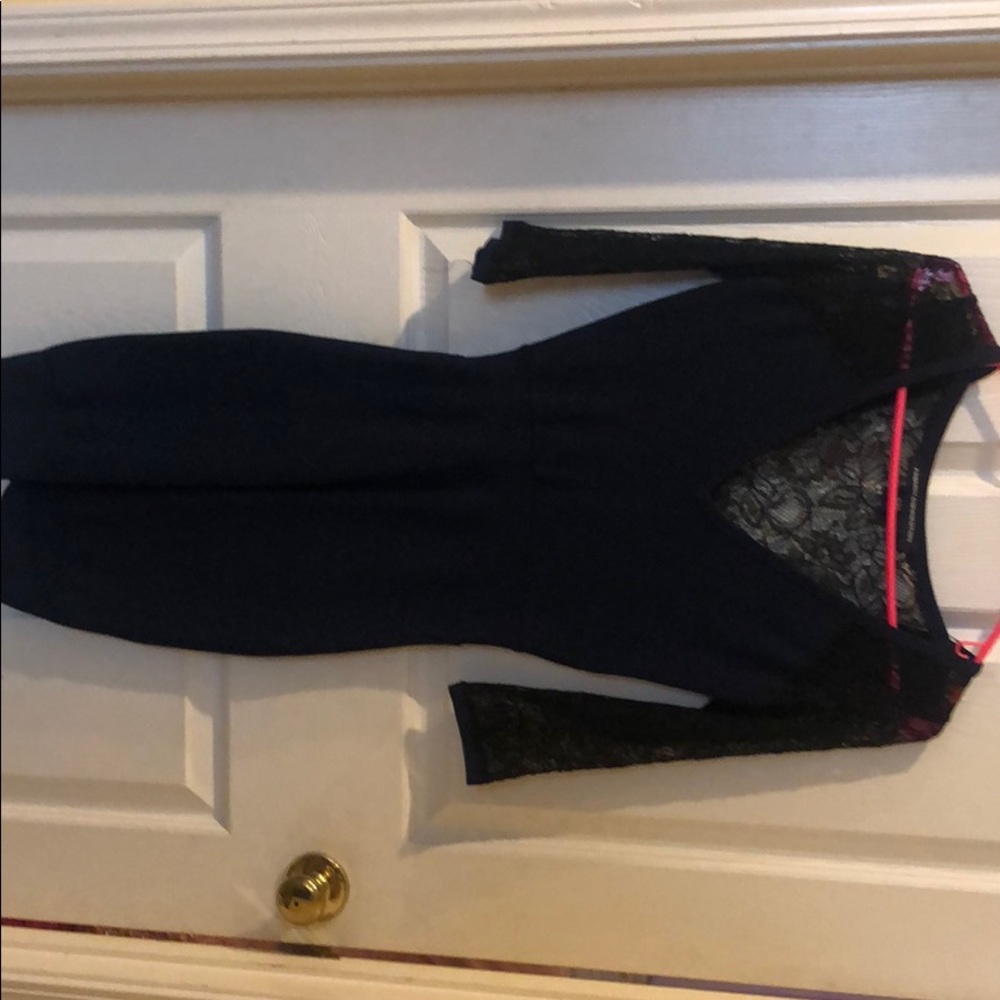Navy French connection dress with black lace